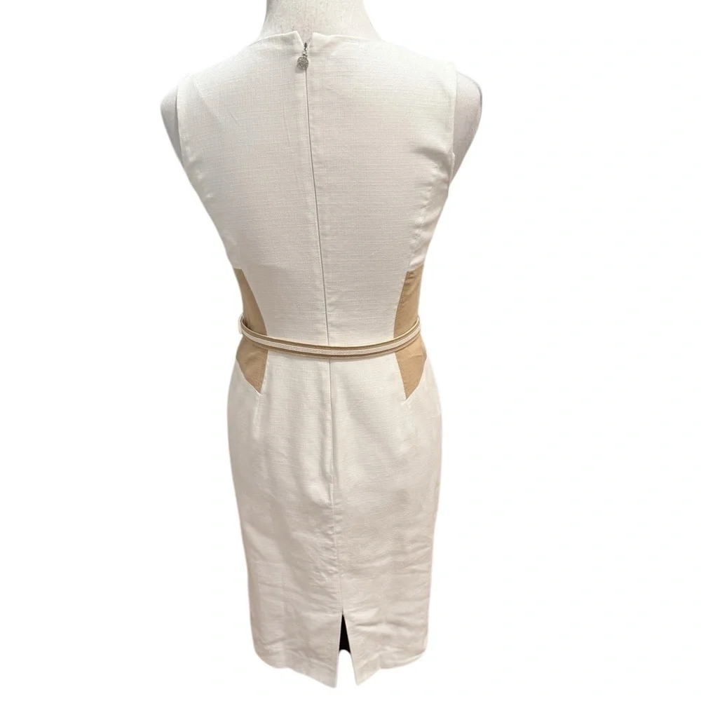 Anne Klein Cream and Tan Sheath Dress w/Belt  Size 2 - Picture 5 of 13